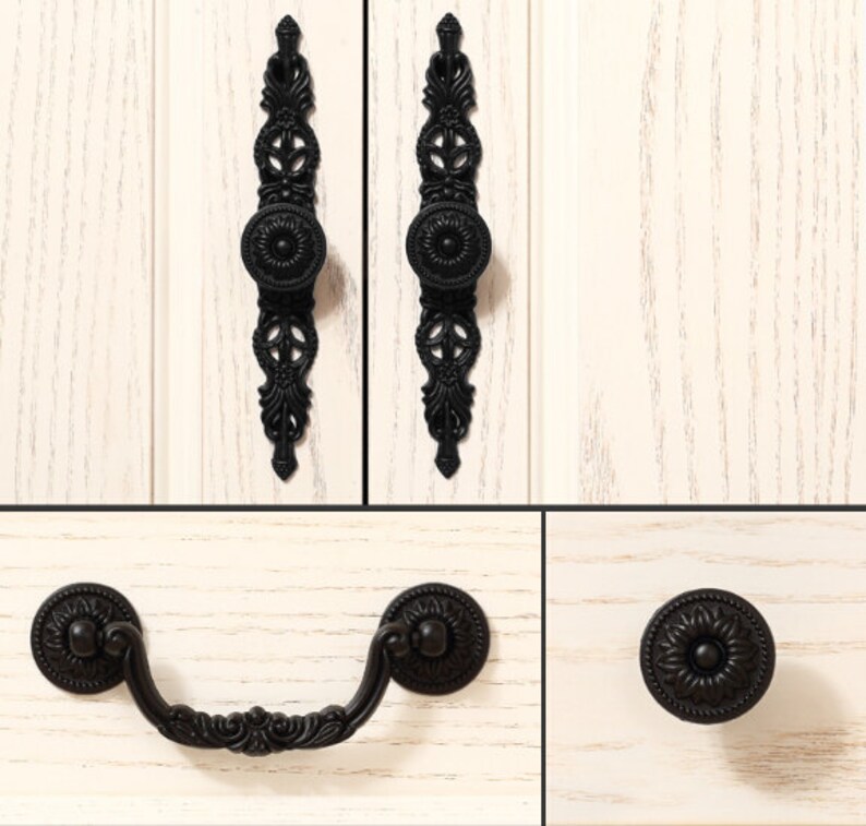 Black Vintage Style Dresser Knob Pull Drawer Knobs Pulls Etsy