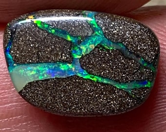 6.95 cts - Boulder opal cabochon - Winton Queensland, Australia - loose solid freeform designer handcut gemstone mineral custom setting
