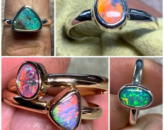 Opal Ring (Synthetic Opal, Black Opal), Silver, Ring Size: 15.6 mm 