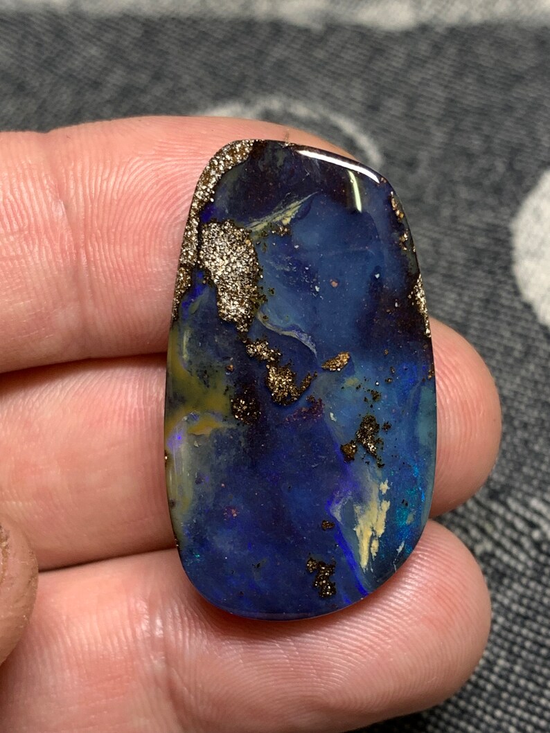 45,94 ct Cabochon opale Boulder Winton Queensland, Australia pietra preziosa solida, solida, a forma libera, di design, tagliata a mano, minerale, con incastonatura personalizzata immagine 2