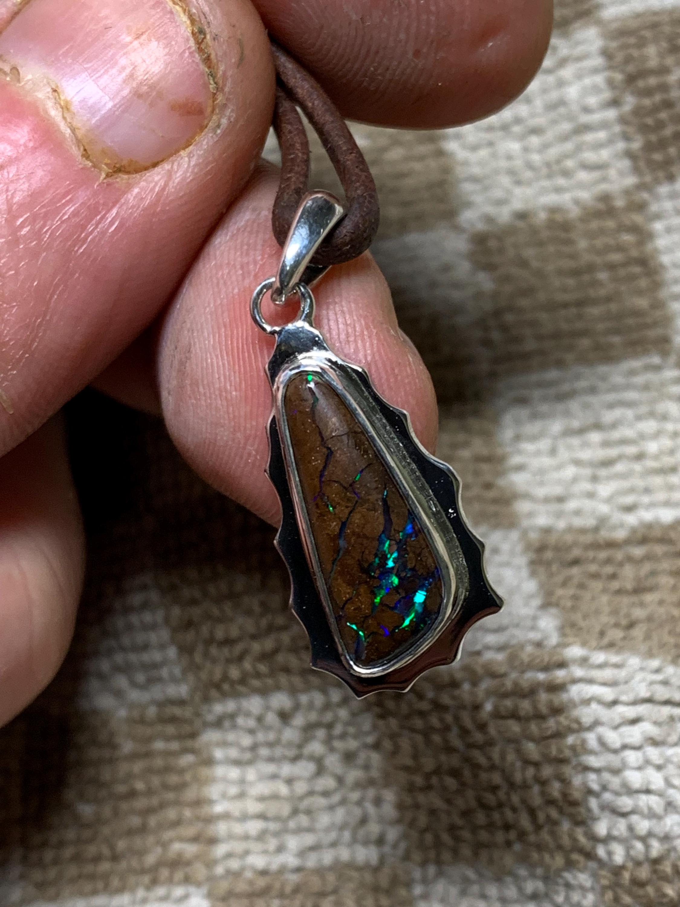 Opalton Boulder Matrix Opal Pendant in 925 Sterling Silver