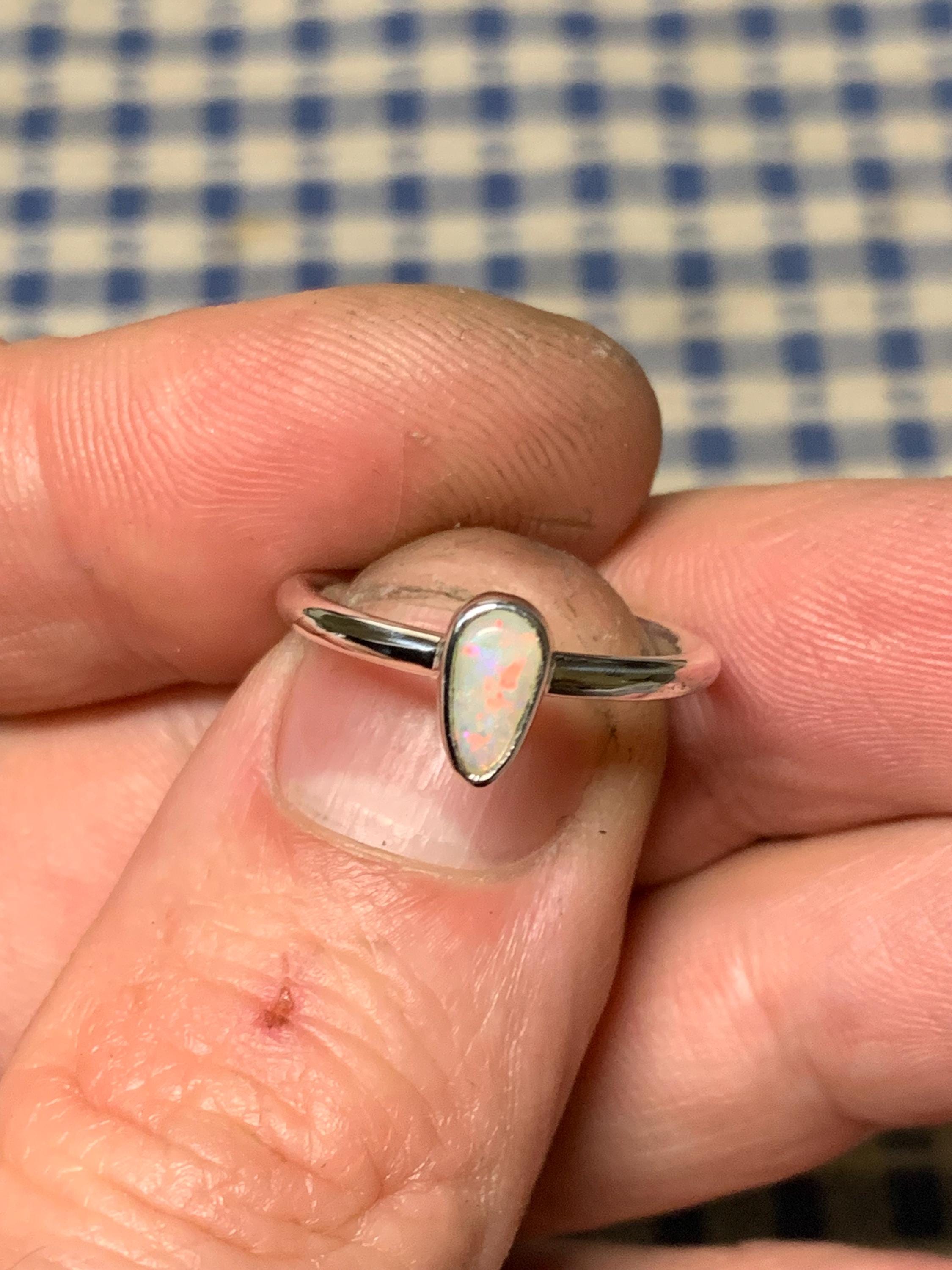 クーバーペディ ホワイトオパール リング シルバー925 オーストラリア