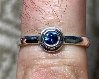 Queensland Sapphire Ring - 925 Silver - 52 FR - Australia / Handmade Solid Sterling Silver Handmade Creation Pipe Gemstone Mineral