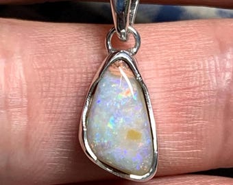 925 Silver Boulder Pipe Opal Pendant Winton Australia / Handmade Creation / Sterling Silver Pendant Opal Necklace Jewelry