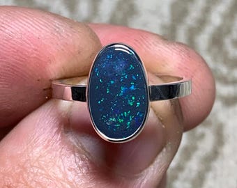幅広のブラックオパールリング ブラックオパール リング / Ethiopian Black Opal Ring 2 | NATSU