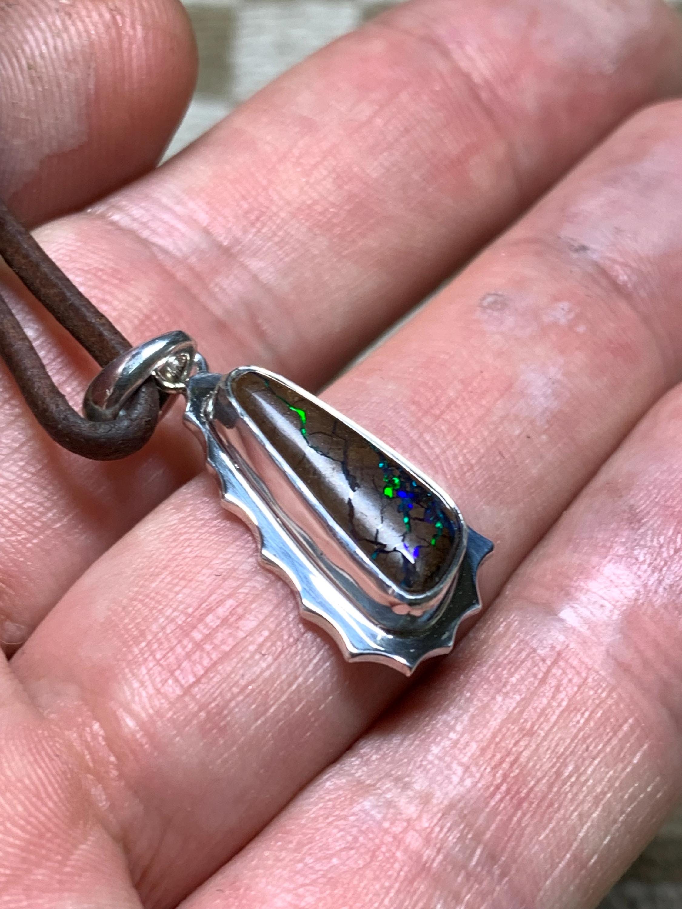 Opalton Boulder Matrix Opal Pendant in 925 Sterling Silver