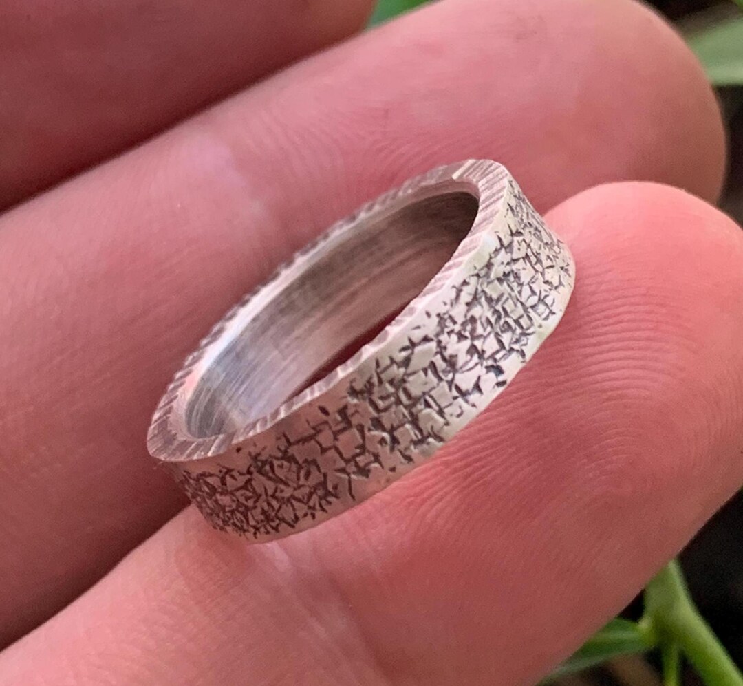 T5 - Textured Ring - Custom Handmade 950 Silver Ring - Made in France ...