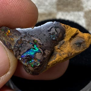 38.84 cts - Boulder matrix opal specimen, polished face, from Opalton, Queensland, Australia - gemstone display, mineral specimen collection