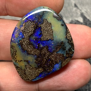 61.99 cts - Boulder opal cabochon - Winton Queensland, Australia - loose solid freeform designer handcut gemstone mineral custom setting