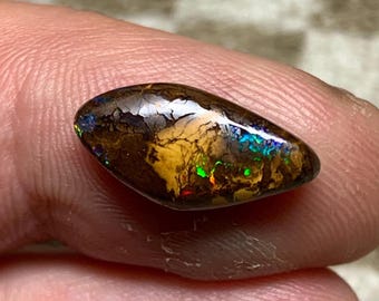 Bague Argent 925 Avec Opale Boulder D'Australie - Ajustable, Naturelle, Neuf Sans Emballage