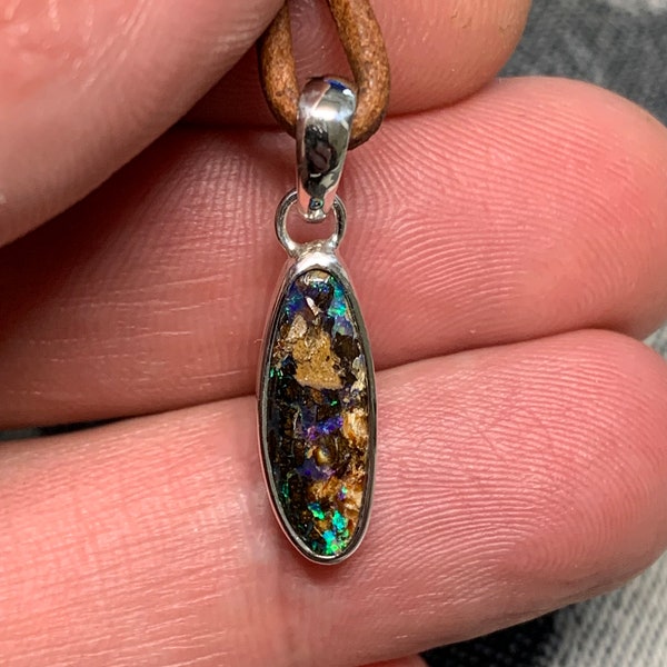 Pendentif opale boulder & argent 925 -  Winton Australie / Création fait main / collier pendentif sterling silver pendant opal Bijouterie