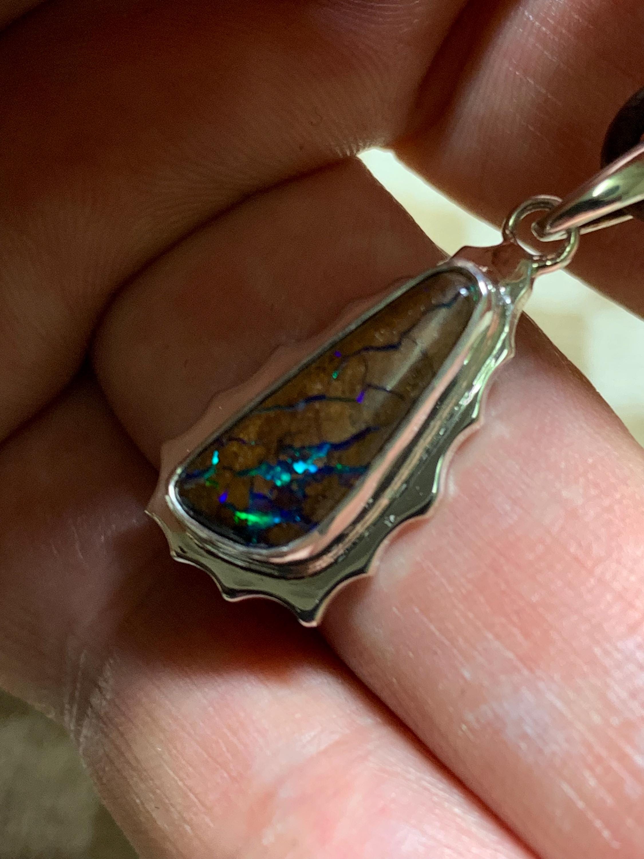 Opalton Boulder Matrix Opal Pendant in 925 Sterling Silver