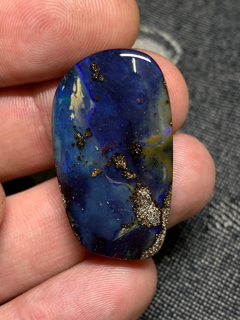 45,94 ct Cabochon opale Boulder Winton Queensland, Australia pietra preziosa solida, solida, a forma libera, di design, tagliata a mano, minerale, con incastonatura personalizzata immagine 7