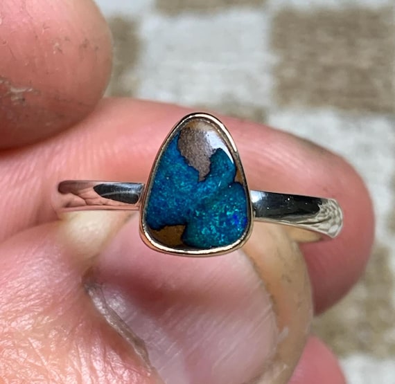 ボルダーオパール シルバーリング ピクチャーオパール ボルダー