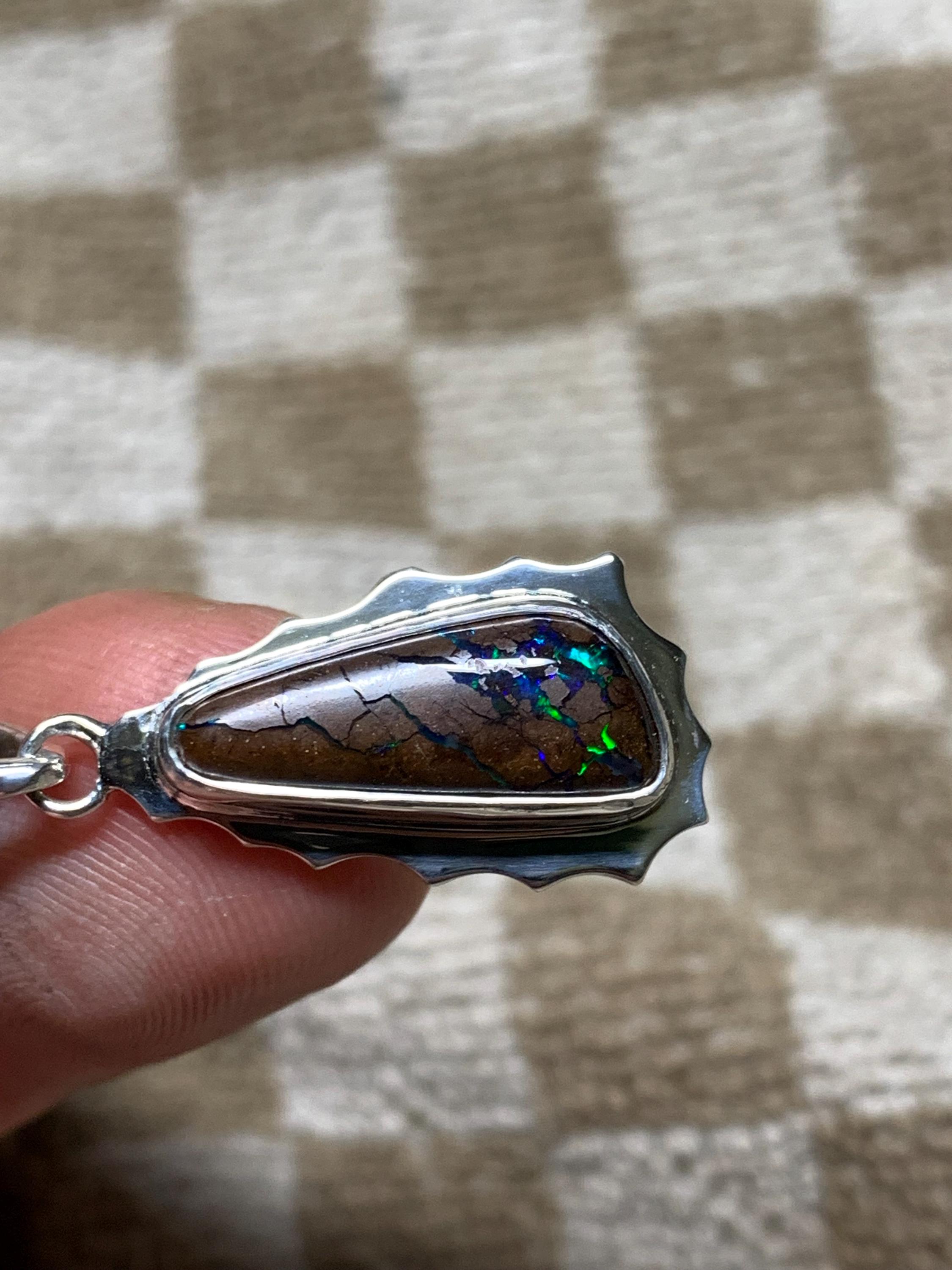 Opalton Boulder Matrix Opal Pendant in 925 Sterling Silver