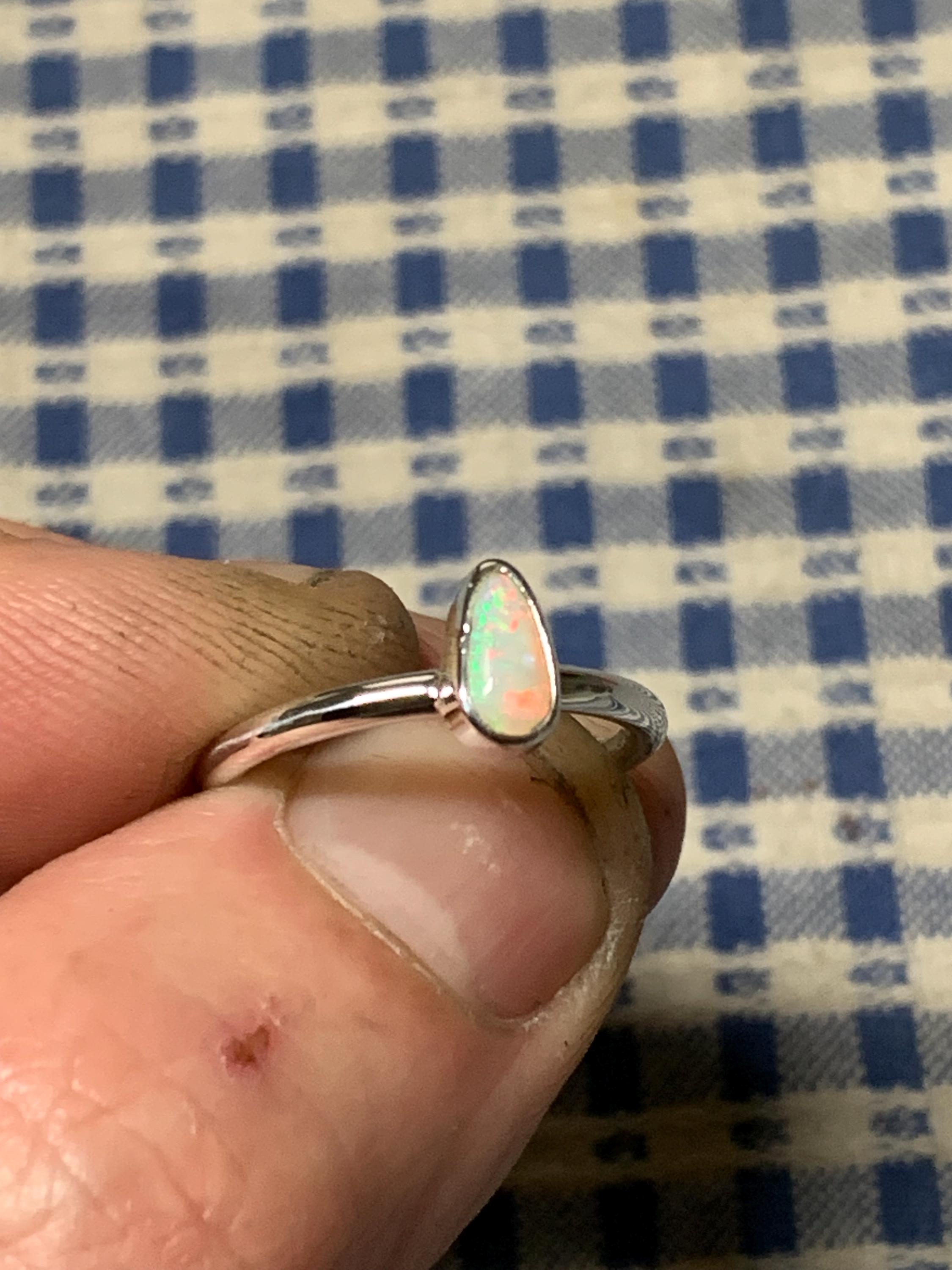 クーバーペディ ホワイトオパール リング シルバー925 オーストラリア