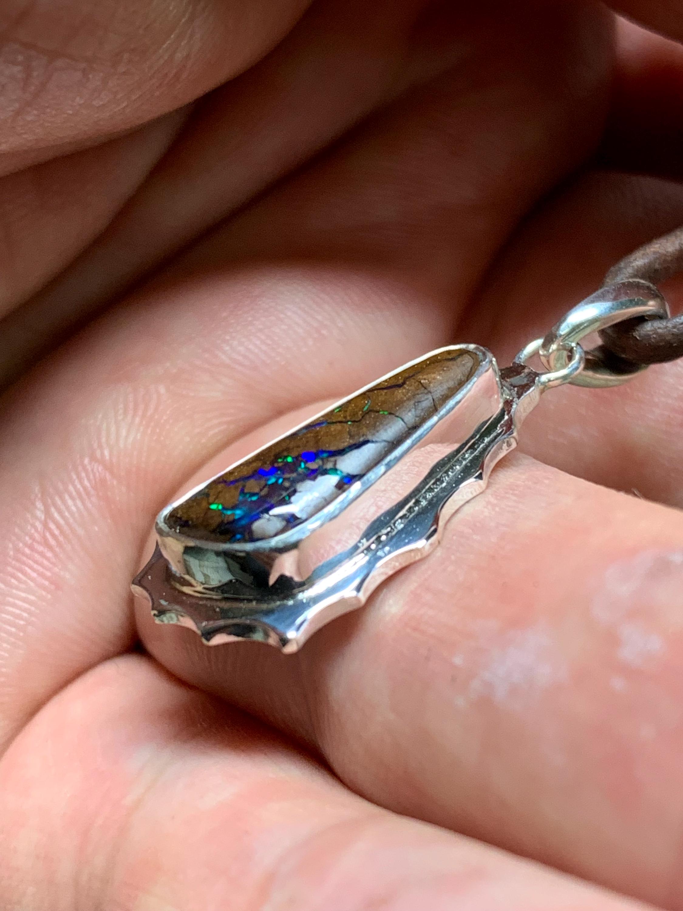 Opalton Boulder Matrix Opal Pendant in 925 Sterling Silver