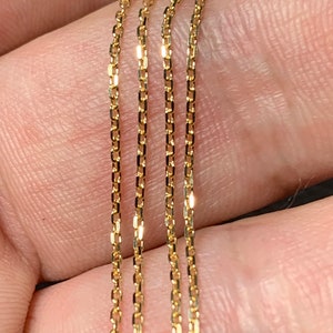 1.7 mm 18K Gold Diamond-Cut Forçat Chain 750/1000th Brilliant Rectangular Noble Necklace Pendant Flexible Metal Carabiner Necklace