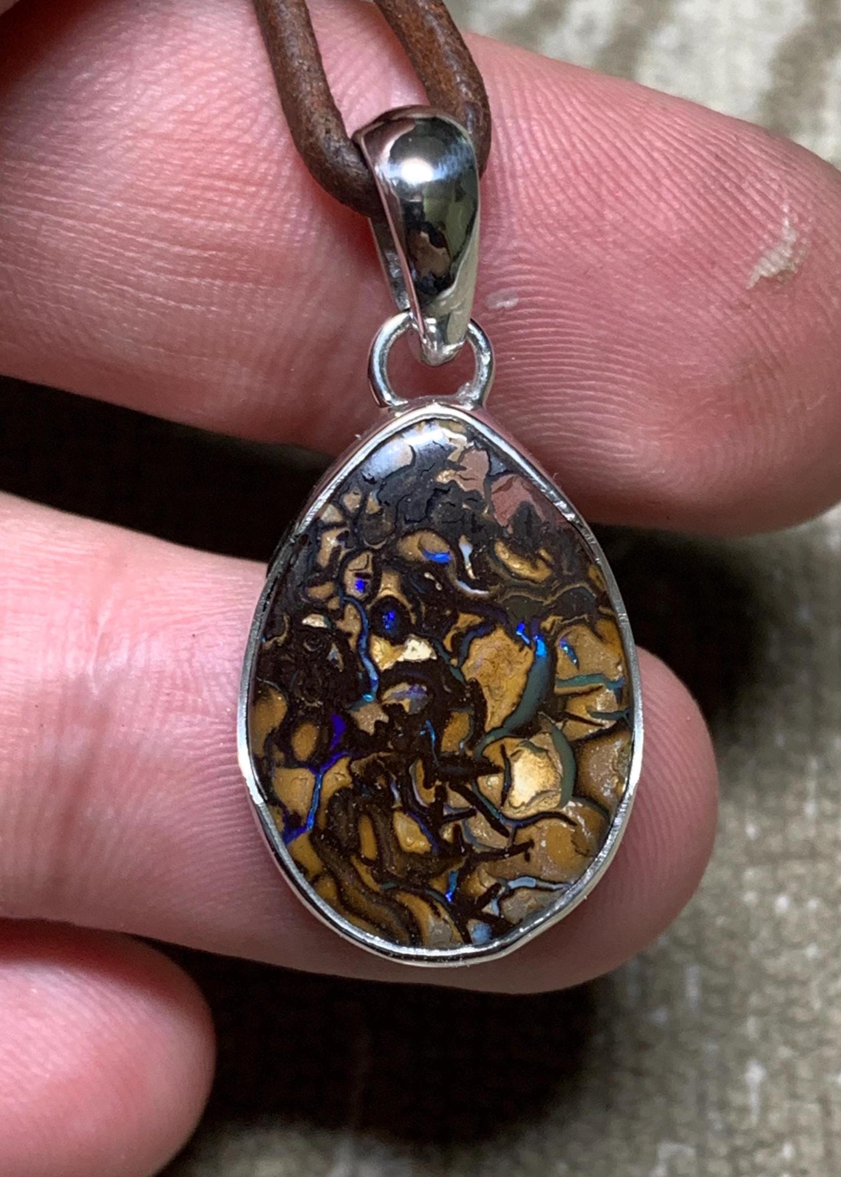 Pendentif ARGENT 925 Avec Opale Boulder Matrix D'Australie - Naturel, 22.05 Carats, Neuf Sans Emballage