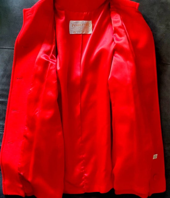 Vintage 60s Pendleton Red Wool Button Front Women… - image 9