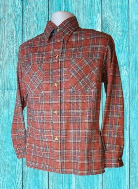 Vintage 70s Jantzen Plaid Button Front Wool Blend 