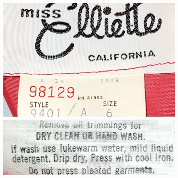 Vintage 60s Miss Elliette California Red White Po… - image 8