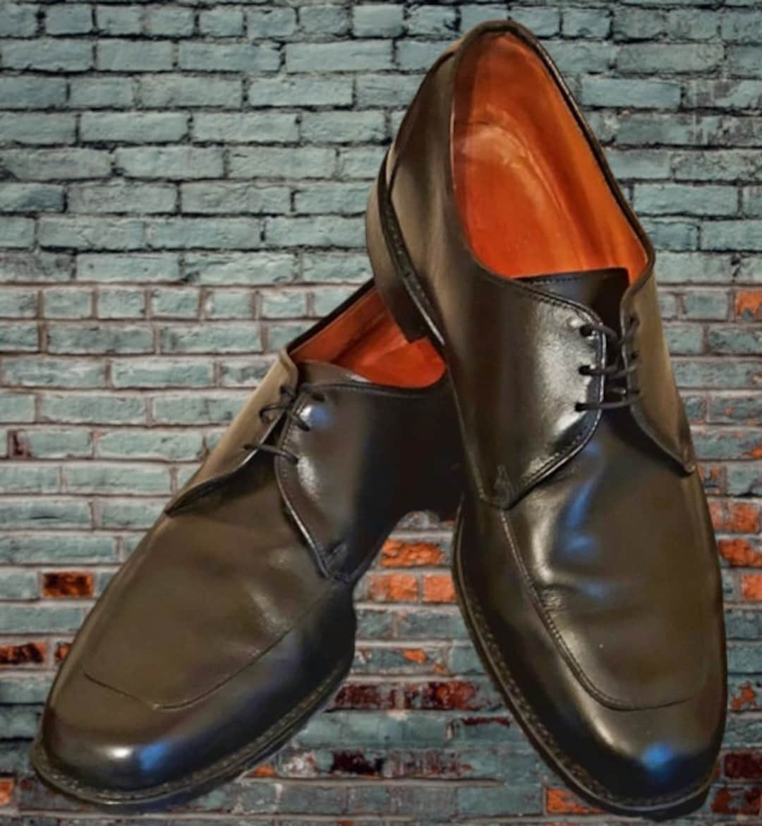 Allen Edmonds Burton Black Leather Apron Toe Derby Shoes 