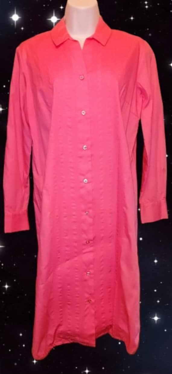 Vintage 60s Hot Pink Shirt Dress Size 12 Lady Van 