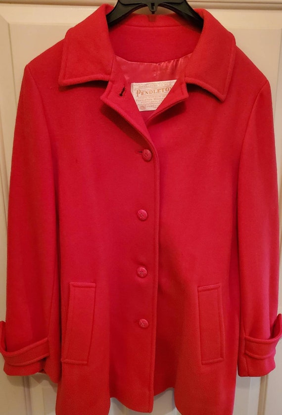 Vintage 60s Pendleton Red Wool Button Front Women… - image 10