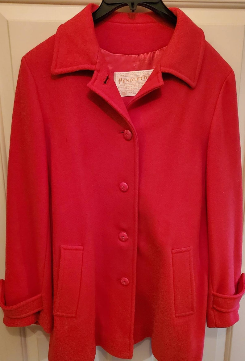 Vintage 60s Pendleton Red Wool Button Front Womens Jacket / | Etsy