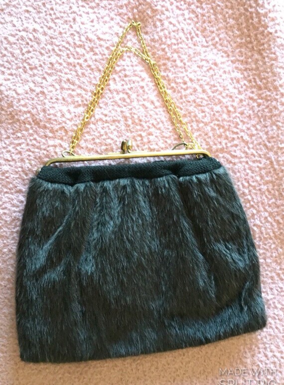 black faux fur purse