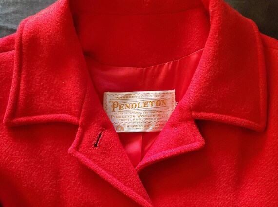 Vintage 60s Pendleton Red Wool Button Front Women… - image 4
