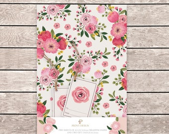 floral wrapping paper etsy pink flower wrapping paper