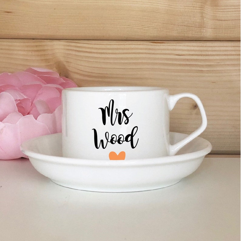 Personalised cup and saucer tea cup and saucer tea gift tea Etsy