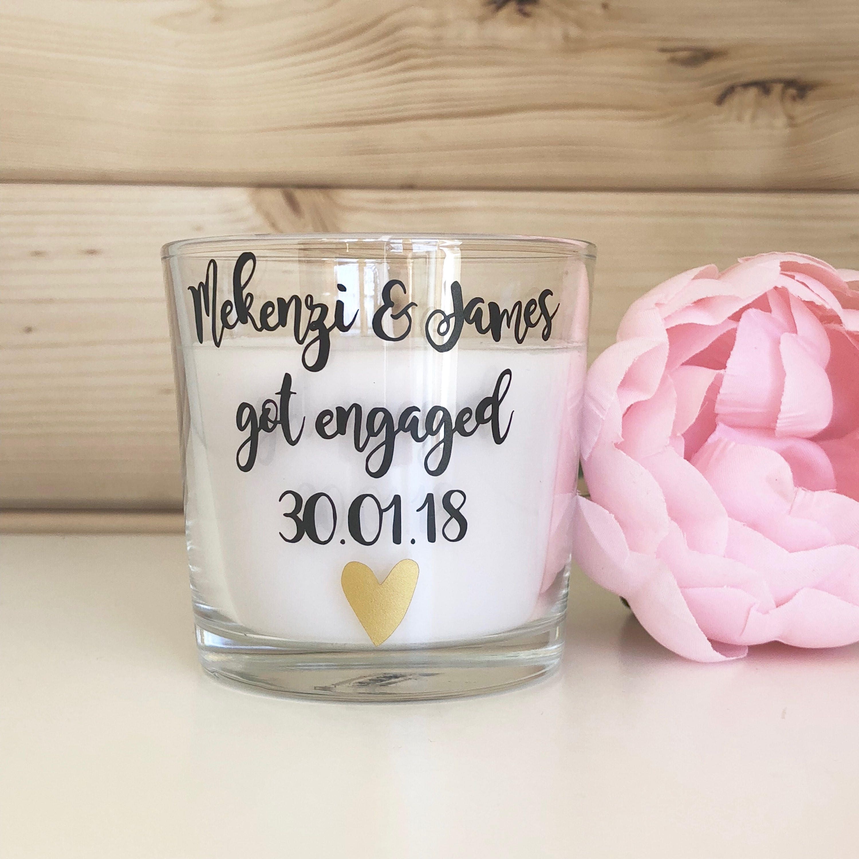 Engagement Candle Personalised Scented Candle Glass Candle Etsy
