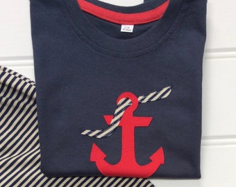 Kids Anchor T shirt - Sailing Shirt - Anchor - T shirt - Gift - Birthday - Clothing - Ocean - Tops - Clothes - Embroidery - Sea - Kids