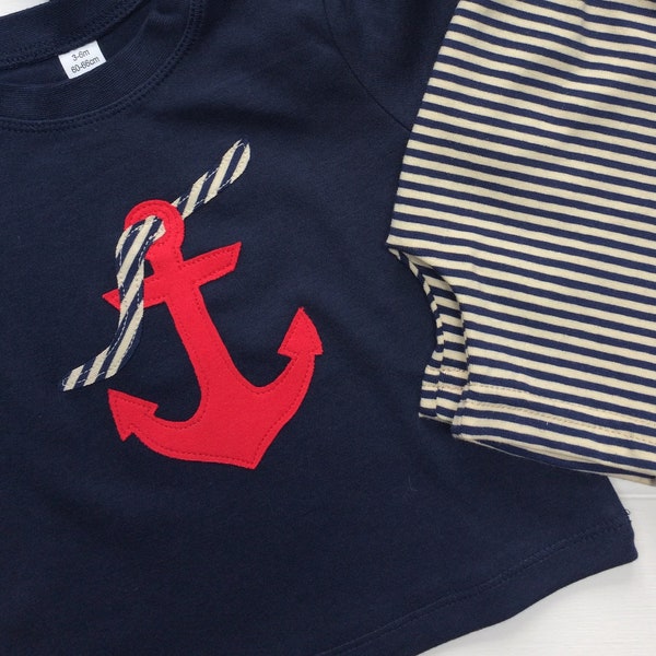 Baby Anchor T-shirt - Baby Tshirt - Anchor T-shirt - Baby Boy Gift - Baby Boy Abbigliamento - Baby Gifts - Baby Sailor shirt - waterbabies - top