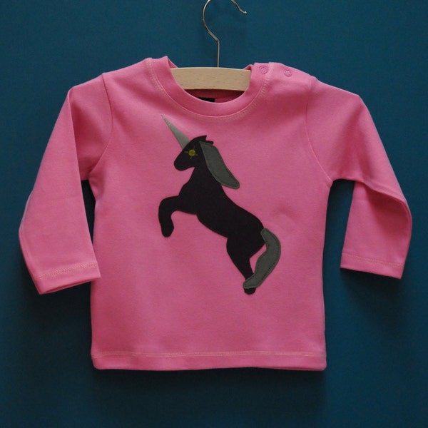 T-shirt a maniche lunghe con unicorno per neonata - Abbigliamento per neonati - Abbigliamento per ragazze - Top per neonati - Neonata - Abbigliamento per neonati rosa - Abbigliamento per neonati alla moda