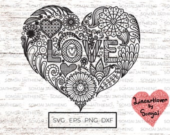 Download Zentangle Heart Svg Etsy SVG, PNG, EPS, DXF File