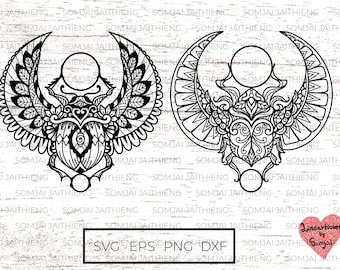 Egypt scarabeus Svg,Egyptian scarab svg, Mandala svg,zentangle svg, beetle svg,Egyptian art svg files for cricut or glowforge.  0096