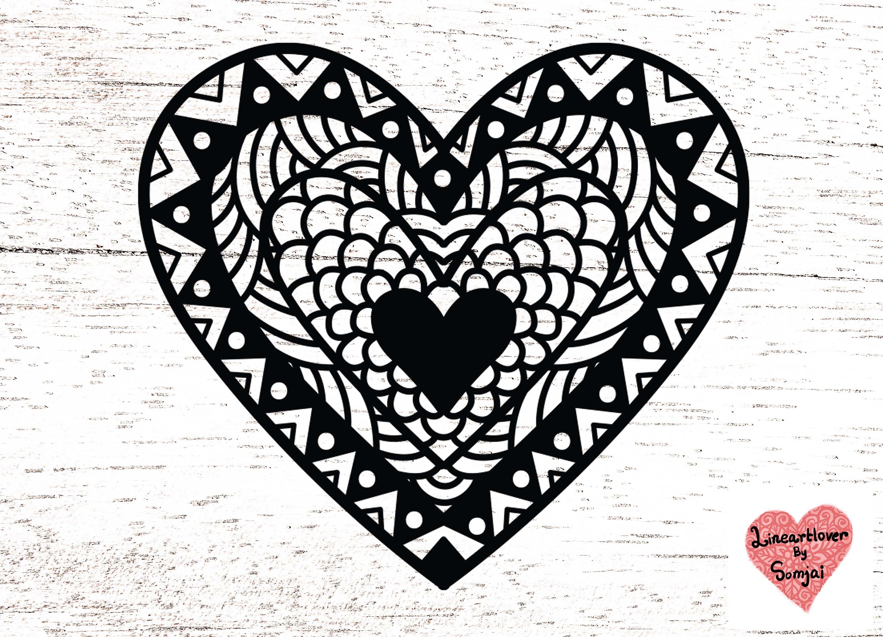 9 Styles of Heart Svg, Heart Zentangle Svg, Heart Mandala Svg, Heart ...