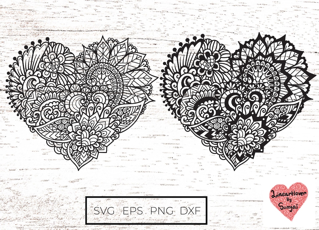 Heart Svg / Mandala Heart Svg / Heart Mandala Svg / Zentangle Svg ...
