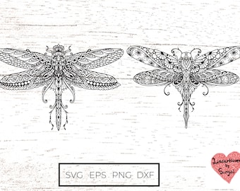 2 designs of dragonfly svg, Zentangle dragonfly svg, Mandala svg,Mandala dragonfly svg file for cricut or glowforge  0097