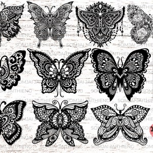 10 vlinders SVG, vlinder mandala SVG, vlinder zentangle SVG, dierlijke Mandala SVG, SVG-bestanden voor cricut. 0002