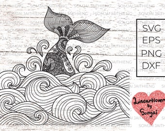 Two style of  whale tail and sea wave svg, whale tail zentangle svg, sea wave svg, whale svg,mandala svg,files for cricut.  0311