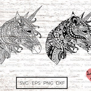 Two  styles of unicorn Svg / unicorn svg / Zentangle Svg / Mandala Svg / horse svg /Ethnic SVG/ Svg Files for Cricut  0384