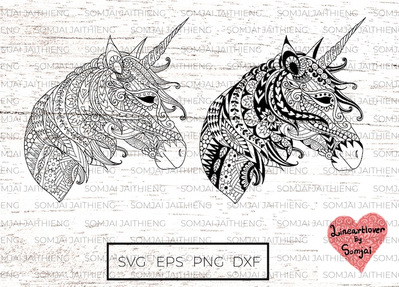 Download Two styles of unicorn Svg / unicorn svg / Zentangle Svg ...