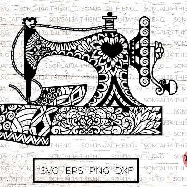 vintage machine à coudre svg, svg machine à coudre zentangle, machine à coudre mandala svg, fichiers svg pour cricut. 0037