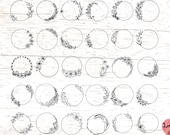 30 round floral frames, floral wreath, botanical frame, flowers frame svg, wedding monogram frame svg files for cricut or glowforge  0388