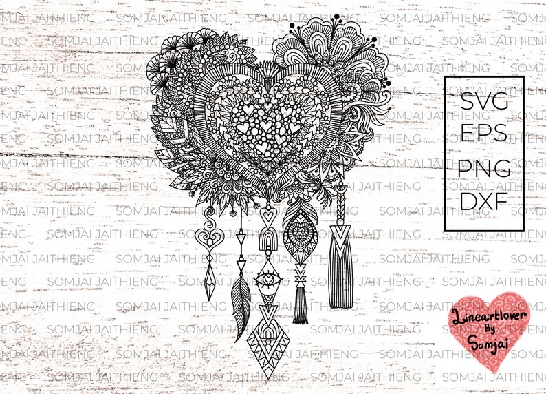 Download Mandala heart dream catcher SVG Ethnic dream catcher SVG ...